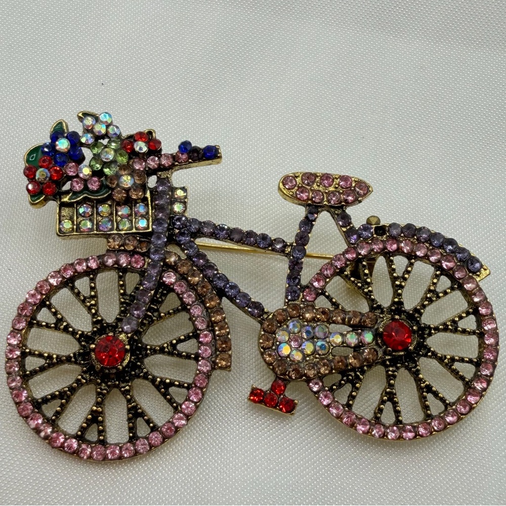 Anthropologie Multicolor Bicycle Brooch - Picture 4 of 4
